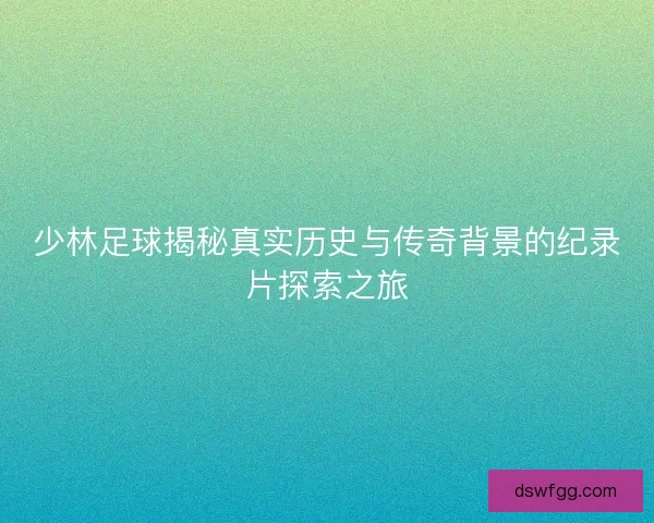 少林足球揭秘真实历史与传奇背景的纪录片探索之旅